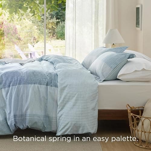 Bedsure Duvet Cover Queen Size - Gingham Reversible Buffalo Plaid Duvet Cover Set with Zipper Closure, 3 Pieces Blue Bedding Set with 8 Corner Ties and 2 Pillow Shams 20"x26" thumbnail 5