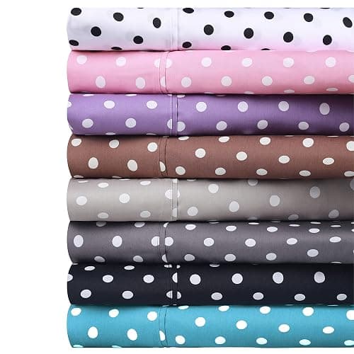 Superior Polka Dot Sheet Set, 600 Thread Count Cotton Blend Bedding Sets, Soft and Wrinkle Resistant Sheets with Deep Fitting Pockets - Full, Black thumbnail 11