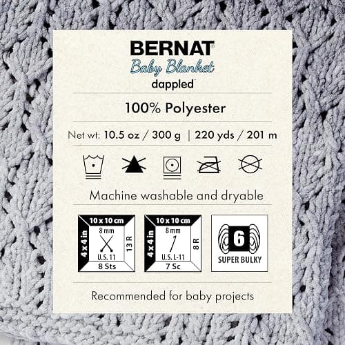 Bernat Baby Blanket Dappled Crocus Faerie Yarn - 2 Pack of 300g/10.5oz - Polyester - 6 Super Bulky - 220 Yards - Knitting/Crochet thumbnail 7