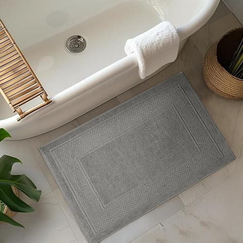 Avalon Towels Bath Mats for Bathroom - Absorbent Bathroom Mats Quick Dry Bath Mat - 100% Cotton Bath Mats Soft Bathroom Floor Mat - Grey Bath Mat Absorbent Bath Mat Set of 2 (22x34 Inches) thumbnail 2