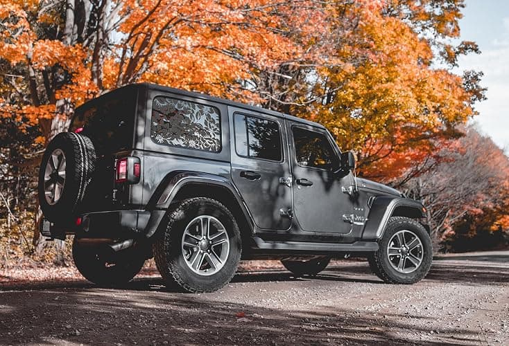 Floral Flower Print Rear Window Decals Fit 2018-2023 Wrangler 4 Door JLU Rear Quarter Window 2018 2019 2020 2021 2022 - Flowers Floral Decal Sticker Vehicle Vinyl Matte Black(4 Door only) thumbnail 7