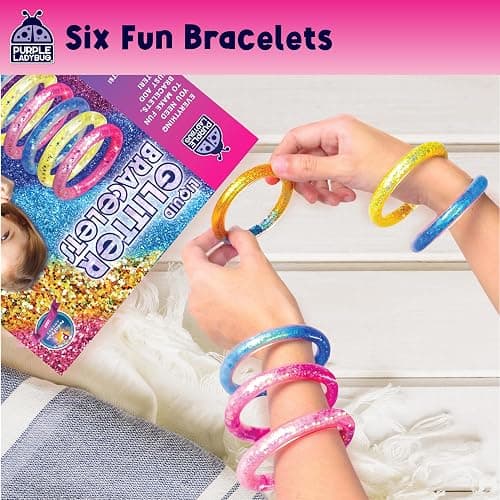 PURPLE LADYBUG Make Your Own Glitter Bracelet Making Kit for Girls - Stocking Stuffers for Kids, Gift for 6-7-8 Years Old Girl, Crafts for Girls Ages 6-8, Toy Gift for Christmas & Birthday thumbnail 3