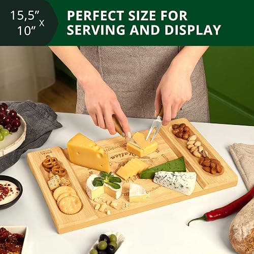 Bamboo Charcuterie Boards - Unique Cheese Board & Serving Tray - Elegant Holiday & Housewarming Gift thumbnail 6