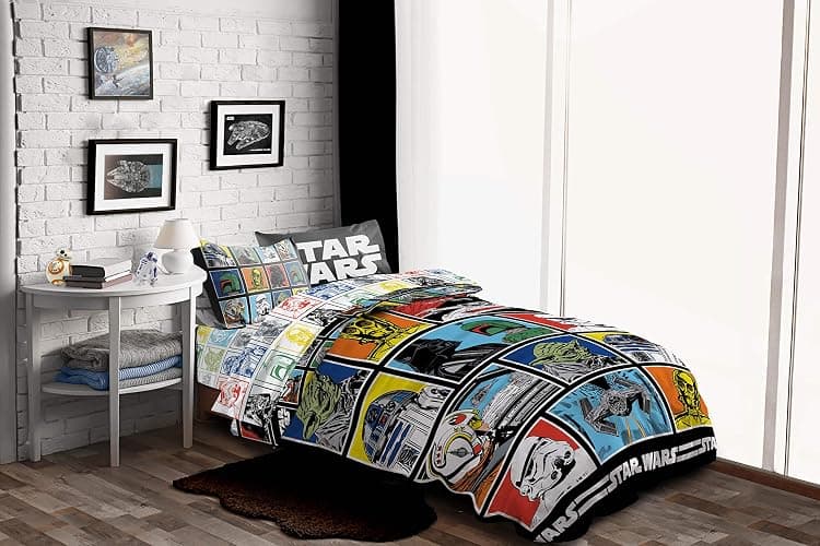 Jay Franco Star Wars Classic Grid 4 Piece Twin Bed Set - Includes Reversible Comforter & Sheet Set - Bedding Features Luke Skywalker - Super Soft Fade Resistant Microfiber thumbnail 2