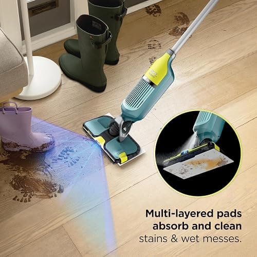 Shark VACMOP Reveal Cordless Vacuum & Spray Mop, Green, VM401 | Hard Floor Cleaner, Powerful Suction, Illumination Light, 4 Disposable Pads, 12oz Pet Cleaning Solution thumbnail 6