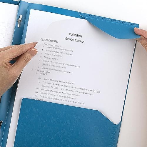 Five Star 2-Pocket Folder, Plastic Folder with Stay-Put Tabs and Prong Fasteners, Holds 8-1/2" x 11" Paper, Tidewater Blue (72107) thumbnail 5