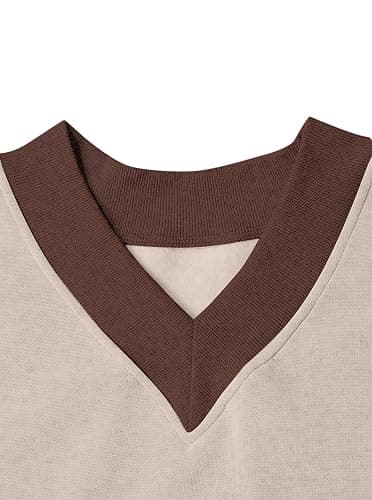Remidoo Oversized Sweatshirt for Women V Neck Sweatshirts Casual Fleece Long Sleeve Pullover Top thumbnail 4