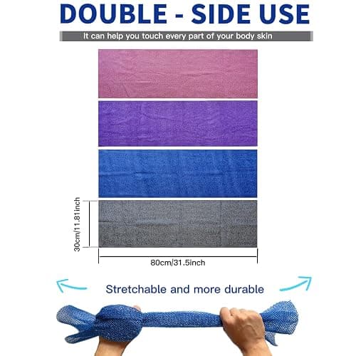African Exfoliating Net, 4 Pieces African Net Sponge, Nylon African Bath Sponge Net, African Net Long Net Bath Sponge Shower Body Scrubber thumbnail 2