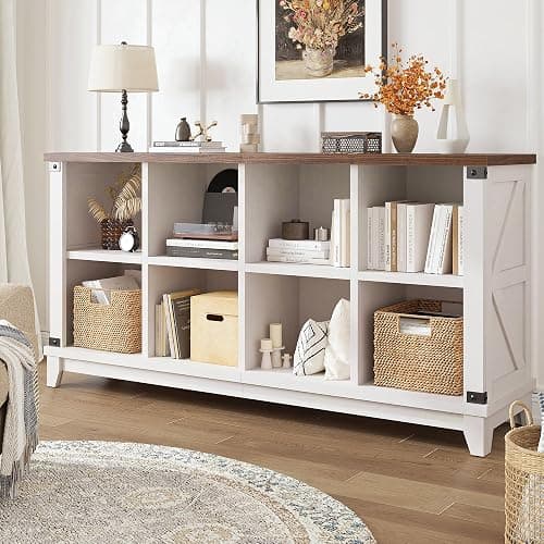 EnHomee 8 Cube Storage Organizer, Cube Organizer with Storage, Book Shelf for Bedroom and Home Office,White,Wood thumbnail 8
