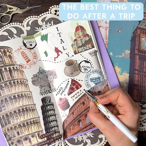 Travel Stickers for Scrapbooking & Journaling - Travel Scrapbook Supplies | 300+ Vintage Washi Stickers for Journaling, 20 Scrapbook Papers, FAYWARE Ephemera for Junk Journals thumbnail 4