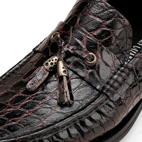 GOLDEN COXES FAMILY Premium Leather Tassel Loafer for Men, Classic Alligator Printed Thick Sole Dress Loafers Shoes for Mens thumbnail 2