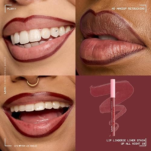 NYX PROFESSIONAL MAKEUP Lip Lingerie Liner Stain, Seamless Make Up with All-Day Color, Waterproof Lip Stain Finish - Up All Night (Black Cherry) thumbnail 3