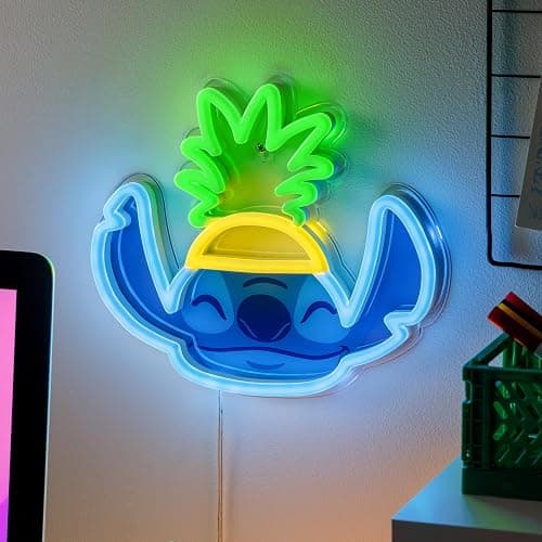 Paladone Lilo & Stitch Pineapple LED Neon Wall Light, Officially Licensed Disney Lamp with Power Cord for Home, Bedroom, Living Space, Gift for Movie Fans thumbnail 2