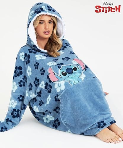 Disney Stitch Blanket Hoodie for Women Teens, Wearable Oversized Fleece Hooded Poncho with Pocket, Cozy Gifts for Women thumbnail 4
