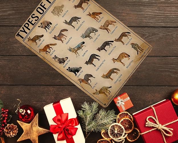HYBLOM Vintage Types Of Foxes Metal Tin Sign - Educational and Decorative - Gift Wildlife Enthusiasts and Nature Lovers - Aluminum Poster for Home and Classroom 8x12 Inches thumbnail 6