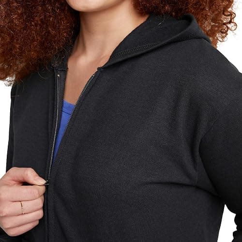 Hanes Womens Women's Hoodie, EcoSmart Fleece Full-Zip Hoodie, Zip-up Hooded Sweatshirt for WomenJacket thumbnail 5