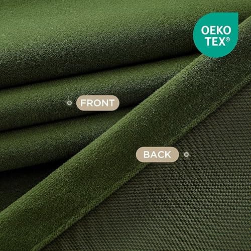 Joydeco Pinch Pleated Velvet Curtains 96 Inch Long 2 Panel Set Green Curtains for Bedroom Living Room, Thermal Insulated Back Tab Blackout Luxury Drapes with Adjustable Hooks (40”W x96”L,Olive Green) thumbnail 6