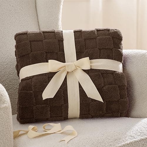 Bedsure GentleSoft Fall Throw Blanket for Couch Dark Brown - Checkered Fleece Blankets Gifts for Women Men Girls, Cute Soft Cozy Throw for Bedroom Home Decor Gifts, 50x60 Inches thumbnail 8