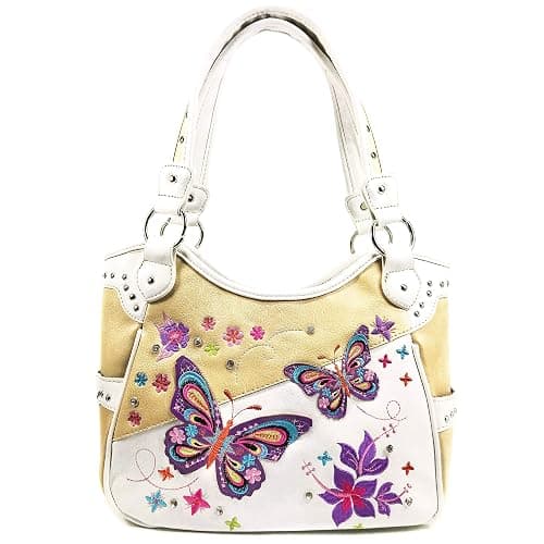 Zelris Butterfly Flower Season Embroidery Conceal Carry Tote Handbag Purse - Image 1
