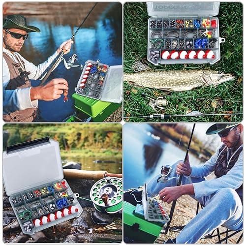 TOPFORT 187/343pcs Fishing Accessories Kit, Organized Fishing Tackle Box with Tackle Included, Fishing Hooks, Fishing Weights Sinkers, Fishing Gear and Equipment, Fishing Gift for Men thumbnail 7