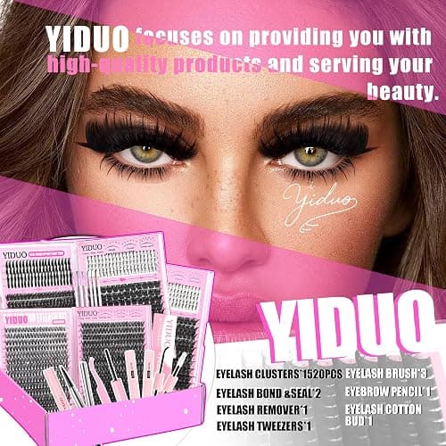 YIDUO 6 Styles Mix Lashes Clusters Kit 3 Box Cluster Lash Book Kit with 2X Bond&Seal 1520Pcs 100D/200D/300D Volume Individual Eyelash Extension Gift Packs for Beginners. DIY at Home Easily thumbnail 9