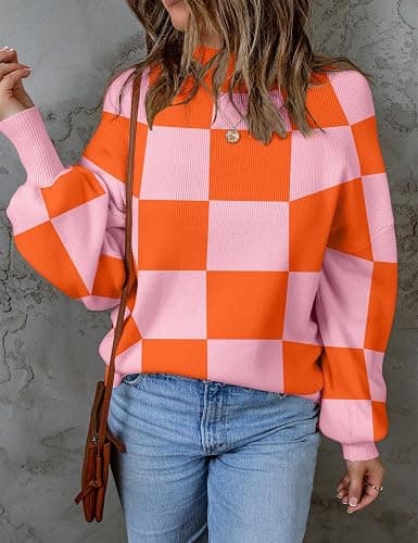 ZESICA Women's 2025 Fall Fashion Turtleneck Long Sleeve Striped Ribbed Knit Loose Pullover Sweater Tops thumbnail 2