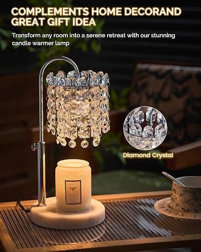 Candle Warmer Lamp with Timer Dimmer Adjustable Height Candle Warmer with Marble Base for Jar Candles, Crystal Candle Lamp with 3 Bulbs for New Home Decor, Women Mom Christmas Birthday Gifts, Silver thumbnail 4
