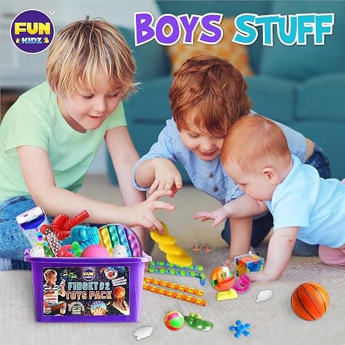Fidget Pack Box for Boys Girls 4-12, FunKidz Fidget Toys for Kids 5-7 Autistic Sensory Mystery Birthday Gifts in Reusable Portable Treasure Box Nice Party Favors thumbnail 2