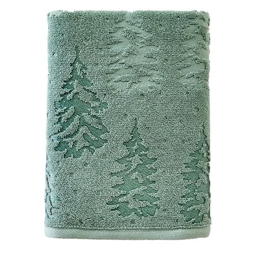 SKL Home Fall/Christmas/Winter Wispy Trees Premium Cotton Blend Bath Towel, 500 GSM, Soft & Absorbent Jacquard, Sage - Image 1