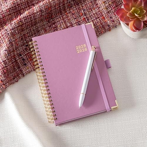 Blue Sky 2025-2026 Weekly and Monthly Academic Year Planner Calendar, July 2025 - June 2026, 5" x 8", Faux Leather Cover, Wirebound, Storage Pocket, Laminated Tabs, Imperial Rose thumbnail 2