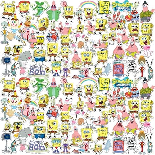 Spongebob Squarepants Sticker Pack 200ct – Die Cut Vinyl Large Deluxe Variety Set for Laptop, Water Bottle, Scrapbooking, Tablet & Indoor/Outdoor Use - Image 1