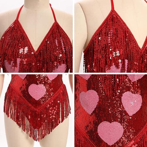 IMEKIS Women Sparkle Stars Fringes Bodysuit Concert Rave Outfit Shiny Music Festivals Halloween Cosplay Alien Costumes thumbnail 4