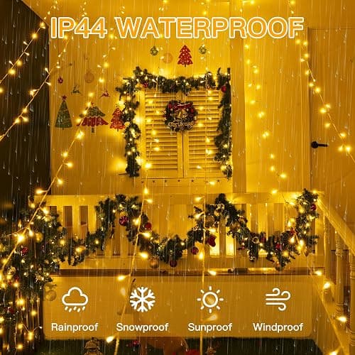 Ollny Fairy Lights Battery Operated, 10m 100 LEDs Christmas Tree Light Battery Powered Outdoor Decoration, Warm White Waterproof Xmas Lighting with 8 Modes/Timer for Indoor Outside Bedroom Garden thumbnail 3