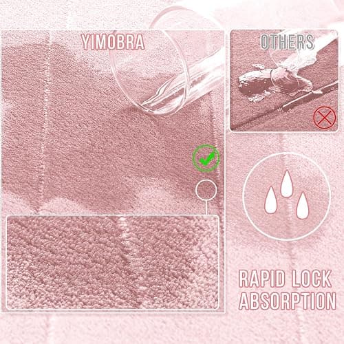 Yimobra Memory Foam Toilet Bath Mat U-Shaped, 24 X 20 Inches,Soft and Comfortable, Super Water Absorption, Non-Slip, Machine Wash and Easier to Dry for Bathroom Commode Contour Rug, Pink thumbnail 5