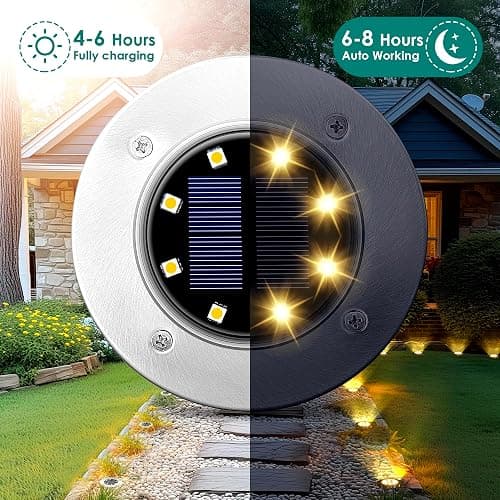 SOLPEX Solar Lights Outdoor Waterproof, 12 Pack Solar Ground Lights, Solar Garden Lights Landscape Lighting for Pathway Driveway Patio Backyard Walkway (Warm White) thumbnail 3