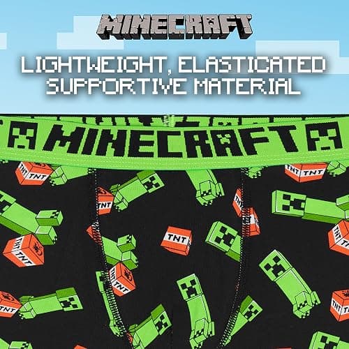 Minecraft Boxer Shorts, Boys Underwear 5-14 Years, Pack of 2 (9-10 Years, Black/Grey) thumbnail 5