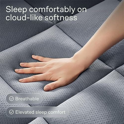 Ultra Soft Twin Size Mattress Topper - Viscose Made from Bamboo Pillow Top Mattress Pad for Back Pain Relief - Naturally Cooling for Hot Sleepers, Gray thumbnail 2