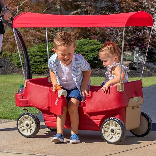 Step2 All Around Canopy Wagon, Kids Ride On Toy, Stroller Substitute, Includes Seat Belts, Made of Durable Plastic, Max Weight 75 lbs., For Toddlers 1.5-5 Years Old thumbnail 2