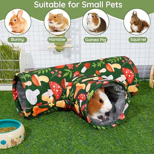 Glittme Guinea Pig Tunnel Washable Guinea Pigs Hideout Portable Rabbit Tunnels Soft Ferret Tunnel for Playing Resting Guinea Pig Accessories for Hedgehogs, Hamster,Mushrooms thumbnail 7