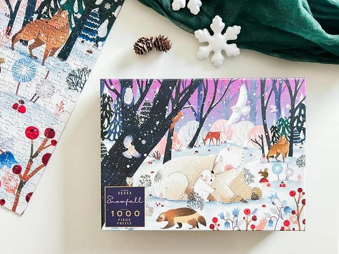 Elena Essex Puzzle - Snowfall | Christmas Puzzles 1000 Pieces | Puzzles for Adults 1000 Pieces | Holidays Snow Polar Bear Winter Animals Puzzle | Size 28x20 inches thumbnail 2