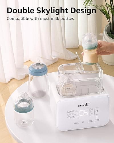 Baby Bottle Warmer, Grownsy 8-in-1 Fast Milk Warmer with Timer Breastmilk or Formula, Fits 2 Bottles, Accurate Temperature Control, with Defrost, Sterili-zing, Keep, Heat Baby Food Jars Function thumbnail 7