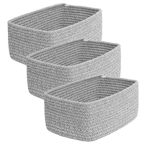 QFLQFL Small Woven Storage Basket,Medium Storage Baskets,Mini Cotton Rope Basket,For Shelves,Nursery,Office,Bathroom,And More–Perfect For Organizing&Décor - Image 1