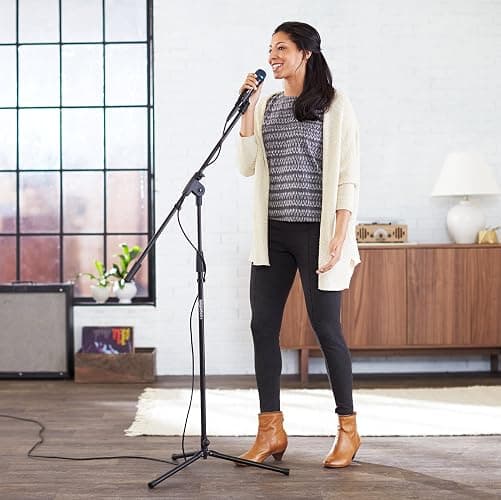 Amazon Basics Adjustable Boom Arm Height Microphone Stand with Tripod Base, Up to 85.75 Inches - Black thumbnail 3