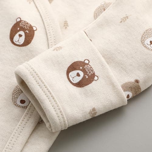O2 BABY Baby Organic Cotton Kimono Gown with Mitten Cuffs and Fold-Over Pouch, Unisex Long Sleeve Infant Sleeper Sleeping Bag thumbnail 3