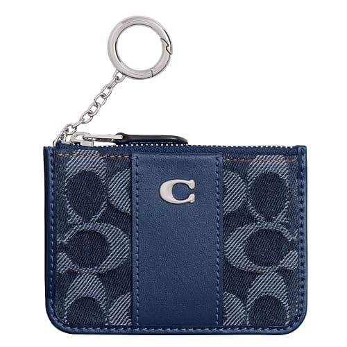 Coach Essential Mini ID Card Case in Signature Denim, LH/Deep Blue Multi - Image 1