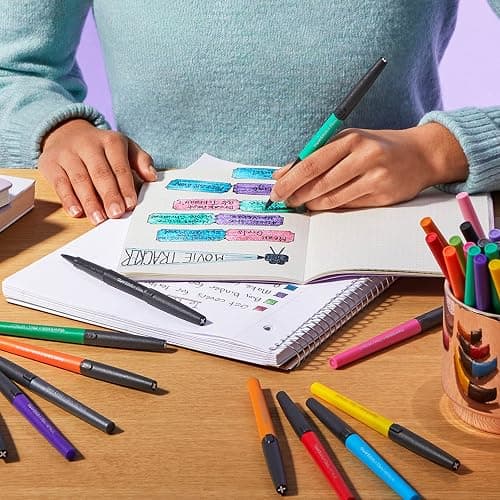 Paper Mate Flair Metallic Felt Tip Pens, City Lights Collection, Glittery Assorted Colors, Premium Ink, 8 Count - Perfect for Writing, Doodling, Bullet Journaling, Glitter, Sparkle, Writing Fun thumbnail 11