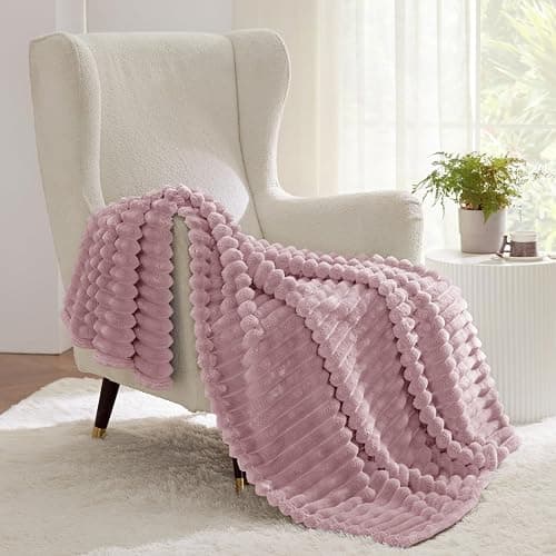 Bedsure GentleSoft Pink Fleece Blanket for Couch - Cozy Soft Blankets for Women, Cute Small Throws for Girls, Pink Decor Gifts for Home Room Office, 50x60 Inches thumbnail 2