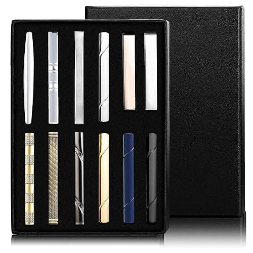 Jstyle 12 Pcs Tie Clips Set for Men Tie Bar Gift for Men Clip Set for Regular Ties Necktie Wedding Business Clips with Luxury Package - Image 1