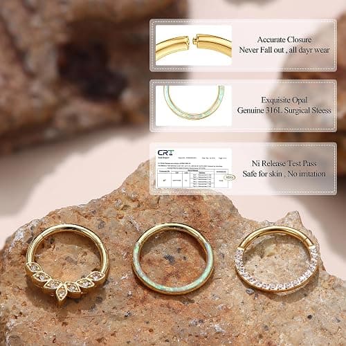 YADOCA Septum Nose Rings for Women Men - Gold Septum Rings 16G 18G Nose Ring Hoops Hypoallergic Surgical Steel Cartilage Earrings Helix Lip Conch Tragus Daith Piercing Jewelry Tone 8mm 10mm thumbnail 3