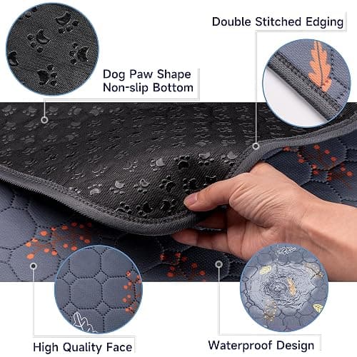 Sunheir 2 Pack Washable Guinea Pig Pee Pads, 24" x 48" Waterproof Reusable Guinea Pig Cage Liners, Absorbent Bedding Training Mat for Small Animal Guinea Pigs Rabbit Bunny Hamster (Leaves - Deep Grey) thumbnail 2